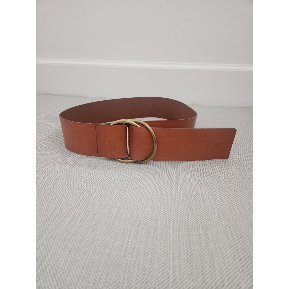 The Limited Medium Wide Double Ring Brown Belt Italian Leather Women